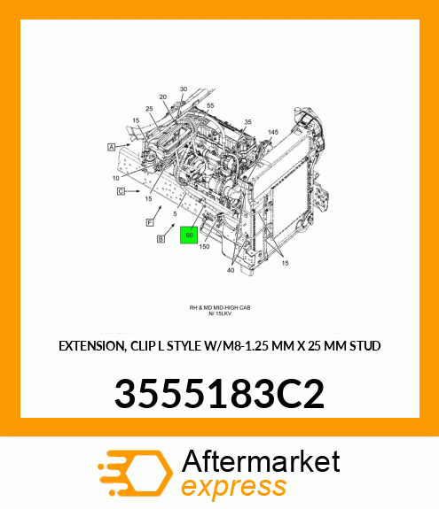 EXTENSION, CLIP "L" STYLE W/M8-1.25 MM X 25 MM STUD 3555183C2