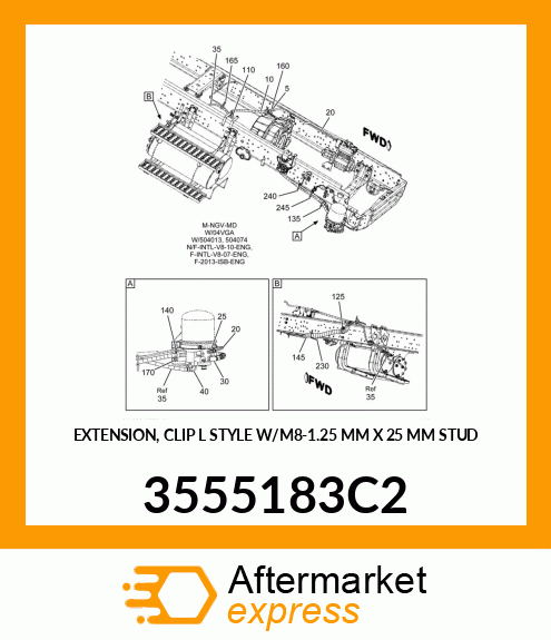 EXTENSION, CLIP "L" STYLE W/M8-1.25 MM X 25 MM STUD 3555183C2