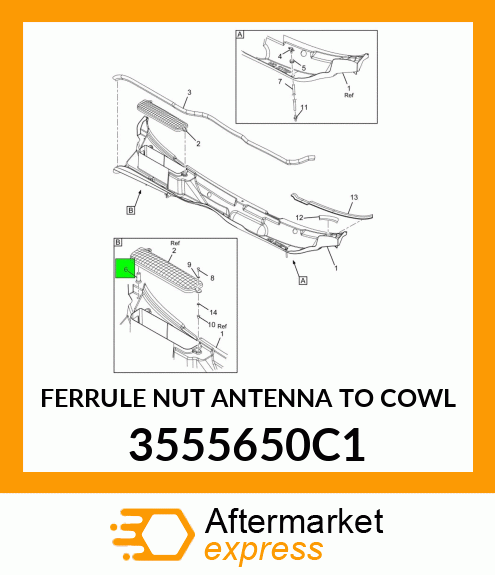 FERRULE NUT ANTENNA TO COWL 3555650C1