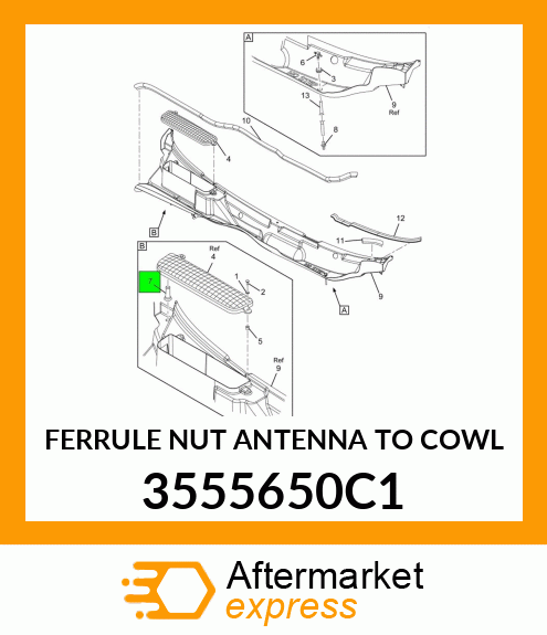 FERRULE NUT ANTENNA TO COWL 3555650C1