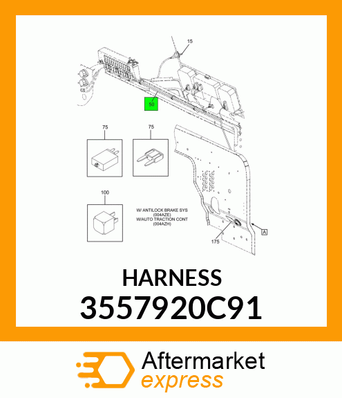 HARNESS, ELECTRICAL INSIDE CAB ANTILOCK BRAKE SYSTEM ABS ANTILOCK BRAKE SYSTEM ABS AUTOMATIC TRACTION CONTROL 3557920C91