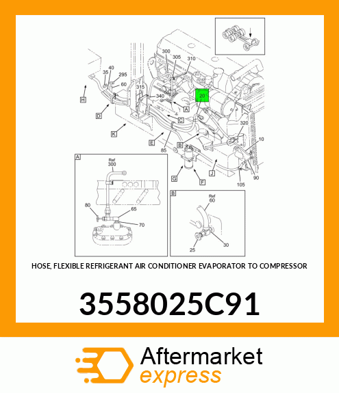 HOSE, FLEXIBLE REFRIGERANT AIR CONDITIONER EVAPORATOR TO COMPRESSOR 3558025C91