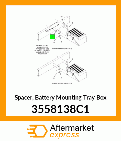 Spacer, Battery Mounting Tray Box 3558138C1