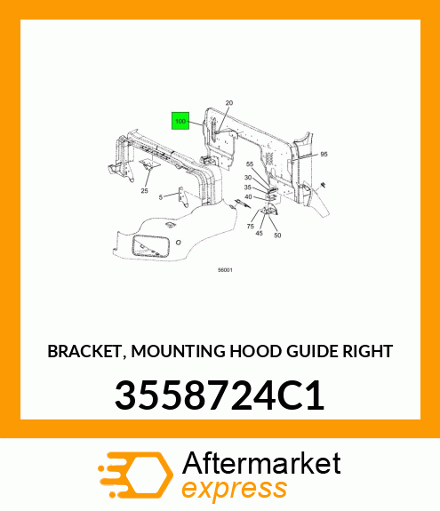 BRACKET, MOUNTING HOOD GUIDE RIGHT 3558724C1