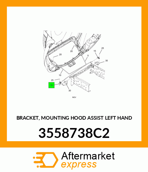 BRACKET, MOUNTING HOOD ASSIST LEFT HAND 3558738C2