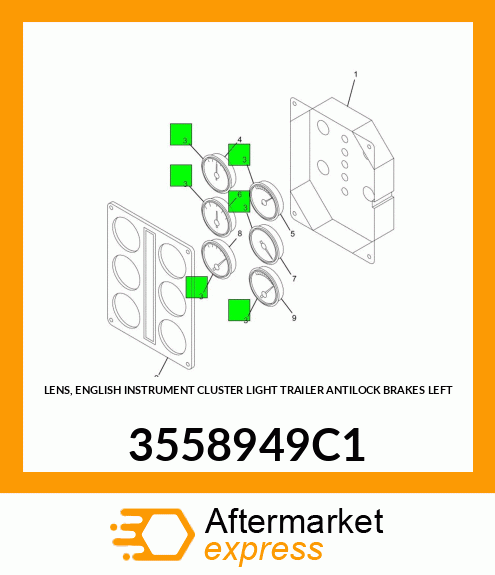 LENS, ENGLISH INSTRUMENT CLUSTER LIGHT TRAILER ANTILOCK BRAKES LEFT 3558949C1