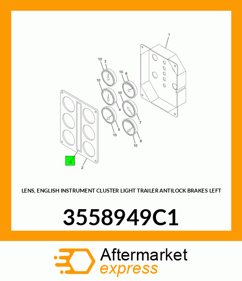 LENS, ENGLISH INSTRUMENT CLUSTER LIGHT TRAILER ANTILOCK BRAKES LEFT 3558949C1