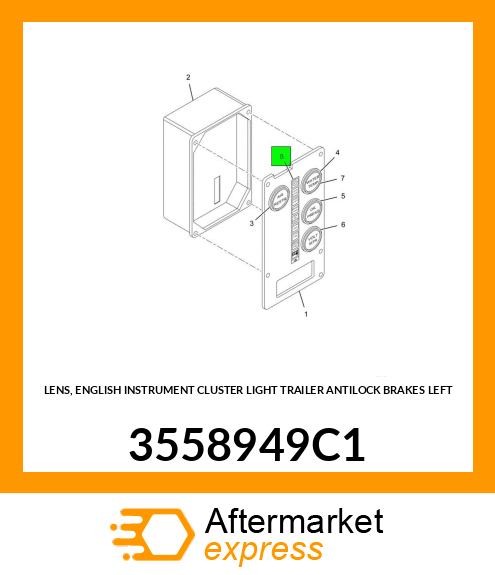 LENS, ENGLISH INSTRUMENT CLUSTER LIGHT TRAILER ANTILOCK BRAKES LEFT 3558949C1