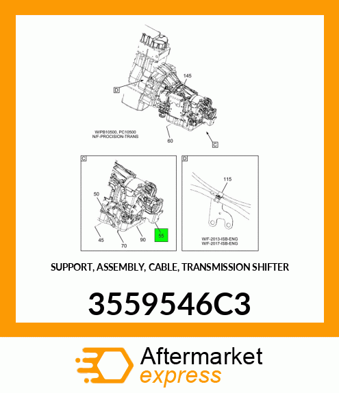 SUPPORT, ASSEMBLY, CABLE, TRANSMISSION SHIFTER 3559546C3