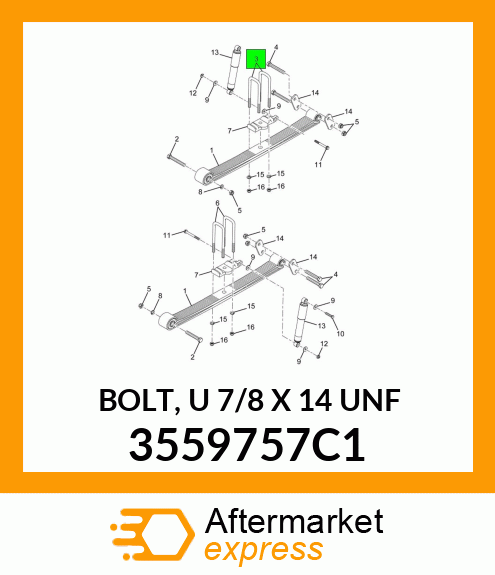 BOLT, "U" 7/8" X 14" UNF 3559757C1