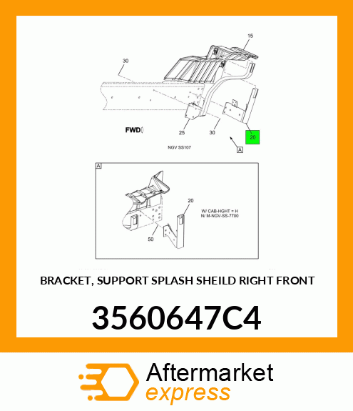 BRACKET, SUPPORT SPLASH SHEILD RIGHT FRONT 3560647C4