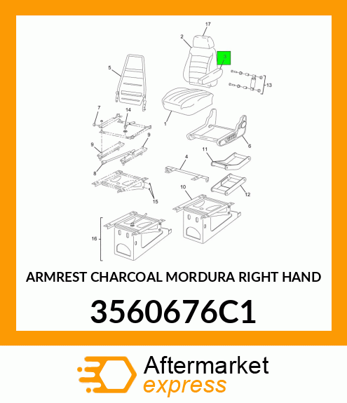 ARMREST CHARCOAL MORDURA RIGHT HAND 3560676C1