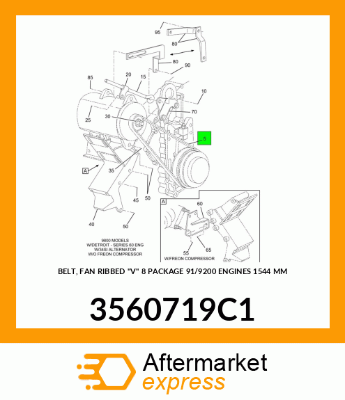 BELT, FAN RIBBED "V" 8 PACKAGE 91/9200 ENGINES 1544 MM 3560719C1