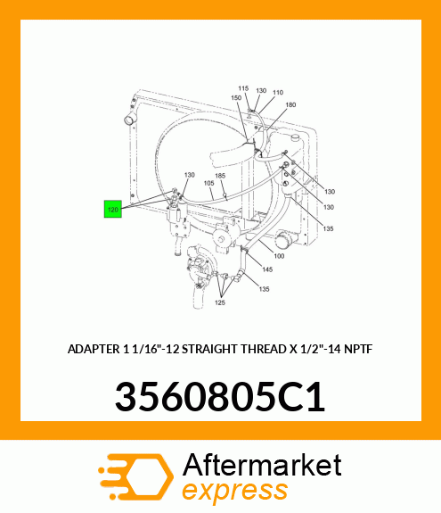 ADAPTER 1 1/16"-12 STRAIGHT THREAD X 1/2"-14 NPTF 3560805C1