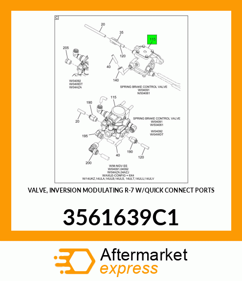 VALVE, INVERSION MODULATING R-7 W/QUICK CONNECT PORTS 3561639C1