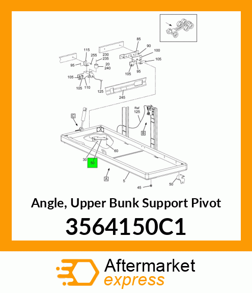 Angle, Upper Bunk Support Pivot 3564150C1