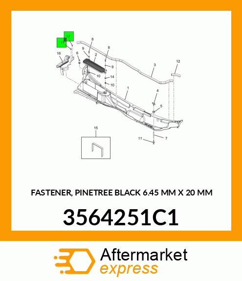 FASTENER, PINETREE BLACK 6.45 MM X 20 MM 3564251C1