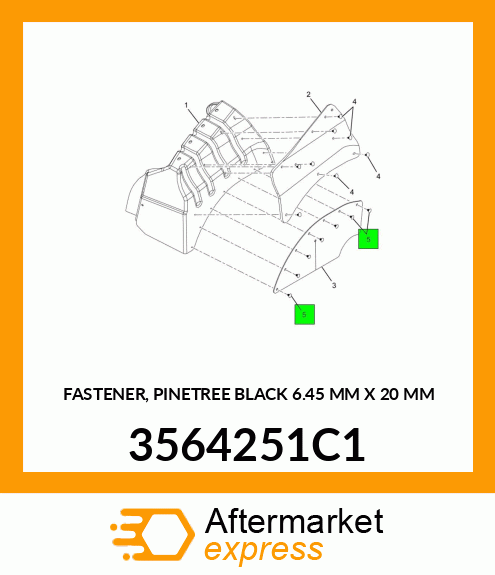 FASTENER, PINETREE BLACK 6.45 MM X 20 MM 3564251C1