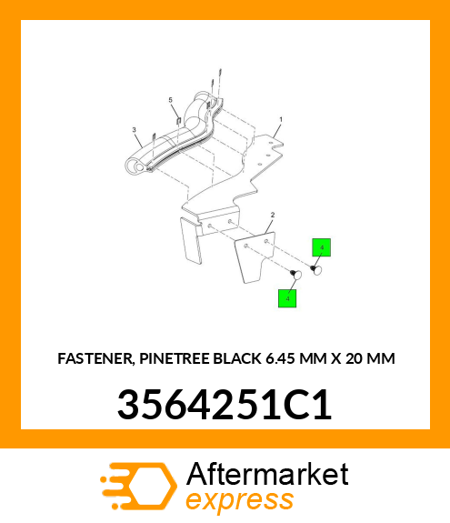 FASTENER, PINETREE BLACK 6.45 MM X 20 MM 3564251C1