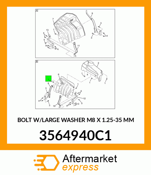 BOLT W/LARGE WASHER M8 X 1.25-35 MM 3564940C1