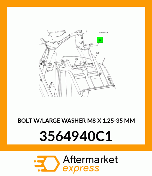 BOLT W/LARGE WASHER M8 X 1.25-35 MM 3564940C1