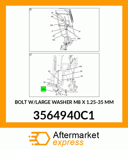 BOLT W/LARGE WASHER M8 X 1.25-35 MM 3564940C1