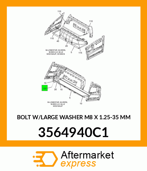 BOLT W/LARGE WASHER M8 X 1.25-35 MM 3564940C1