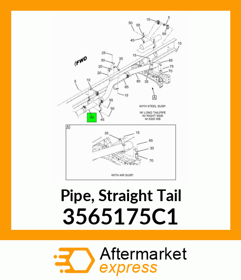 Pipe, Straight Tail 3565175C1