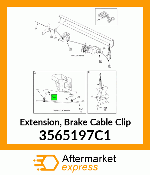 Extension, Brake Cable Clip 3565197C1