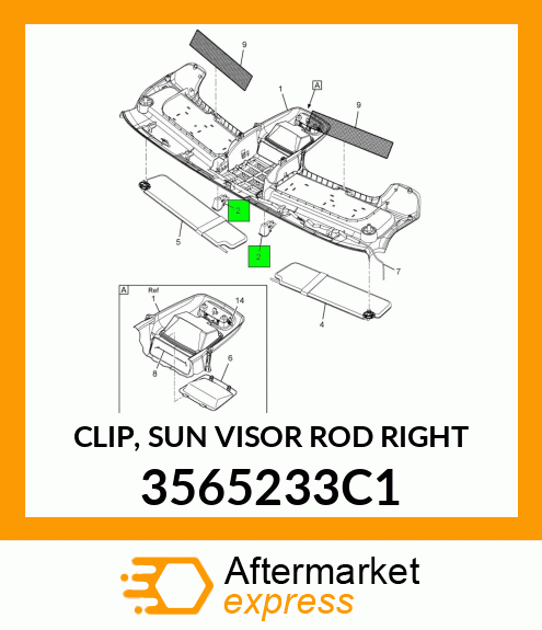 CLIP, SUN VISOR ROD RIGHT 3565233C1