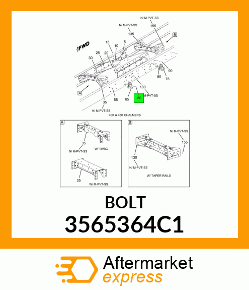 BOLT HUCK-SPIN 5/8 DIA -16 3565364C1