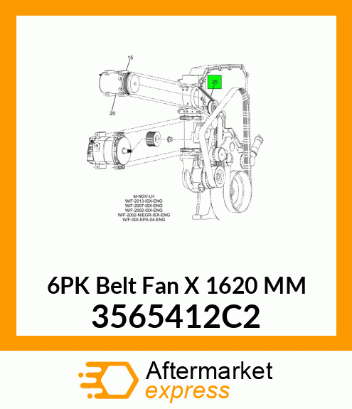 6PK Belt Fan X 1620 MM 3565412C2