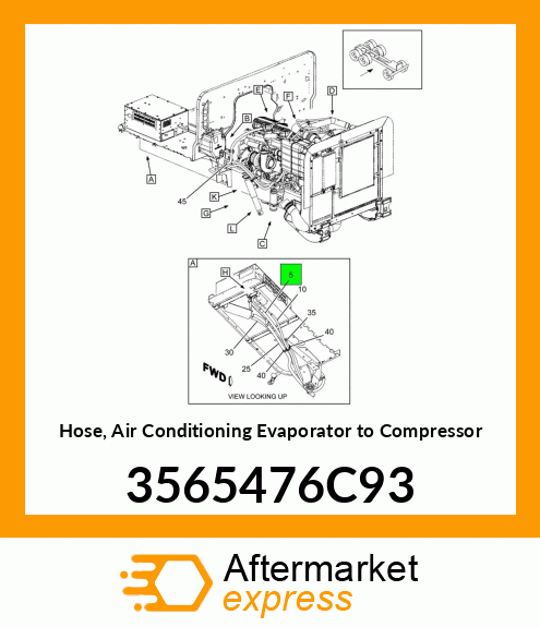 Hose, Air Conditioning Evaporator to Compressor 3565476C93