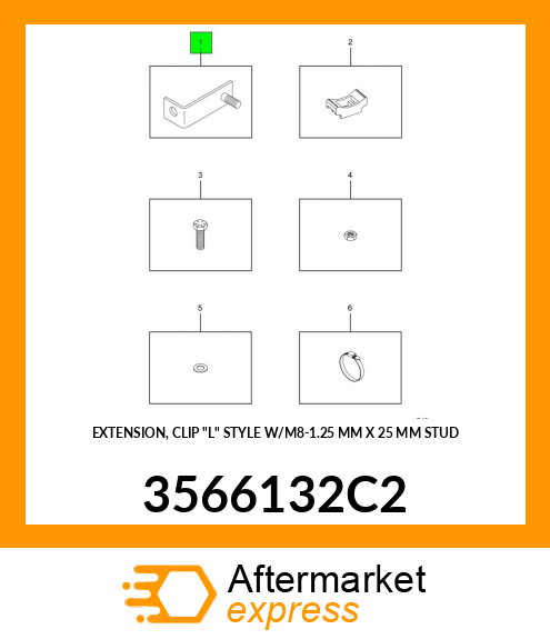 EXTENSION, CLIP "L" STYLE W/M8-1.25 MM X 25 MM STUD 3566132C2