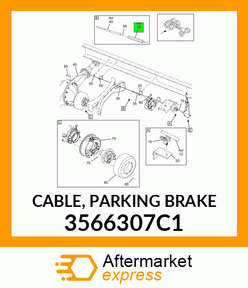 CABLE, PARKING BRAKE 3566307C1