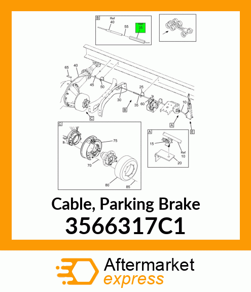 Cable, Parking Brake 3566317C1