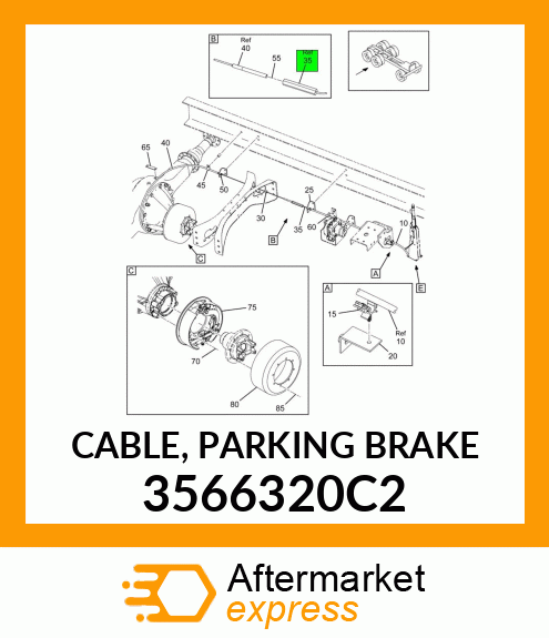 CABLE, PARKING BRAKE 3566320C2