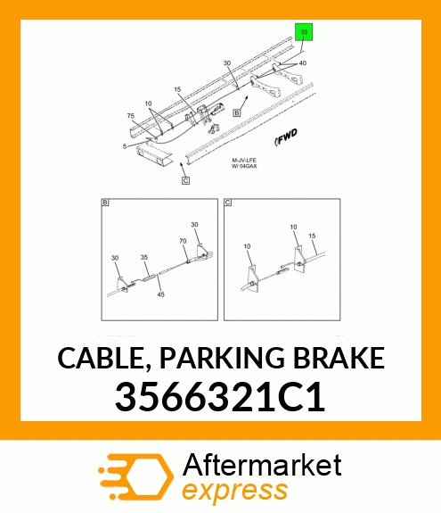 CABLE, PARKING BRAKE 3566321C1