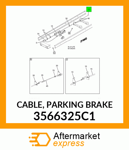 CABLE, PARKING BRAKE 3566325C1