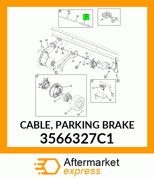 CABLE, PARKING BRAKE 3566327C1