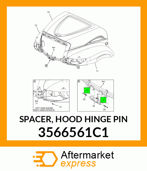 SPACER, HOOD HINGE PIN 3566561C1