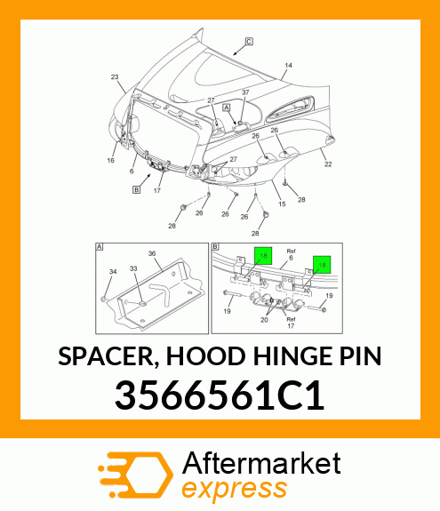 SPACER, HOOD HINGE PIN 3566561C1