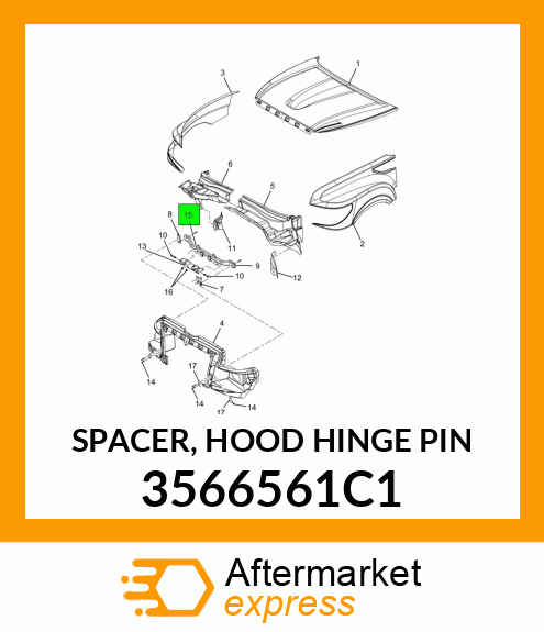 SPACER, HOOD HINGE PIN 3566561C1