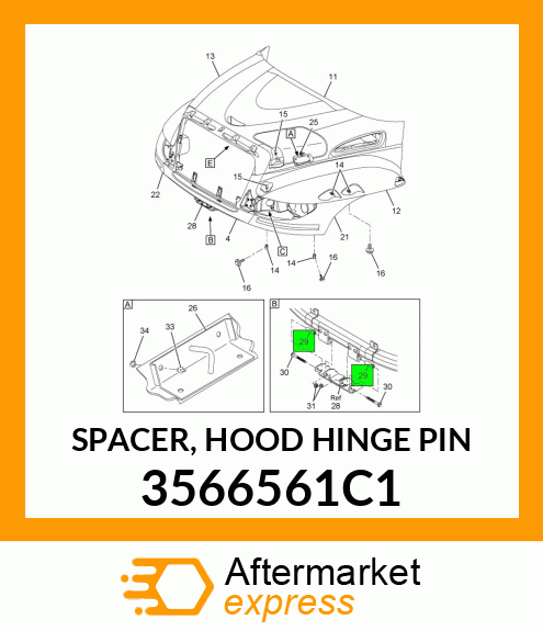 SPACER, HOOD HINGE PIN 3566561C1