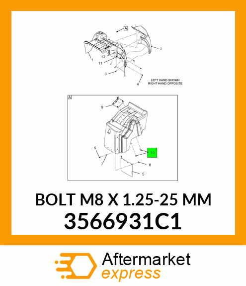 BOLT M8 X 1.25-25 MM 3566931C1