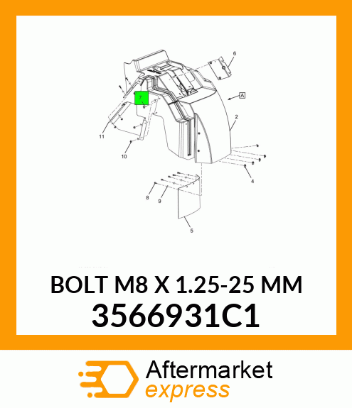 BOLT M8 X 1.25-25 MM 3566931C1