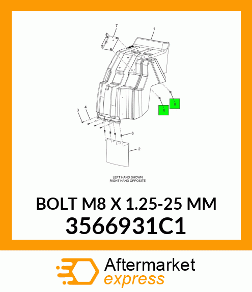 BOLT M8 X 1.25-25 MM 3566931C1