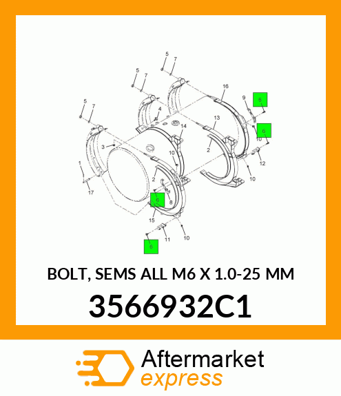 BOLT, SEMS ALL M6 X 1.0-25 MM 3566932C1