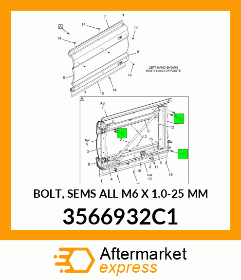 BOLT, SEMS ALL M6 X 1.0-25 MM 3566932C1