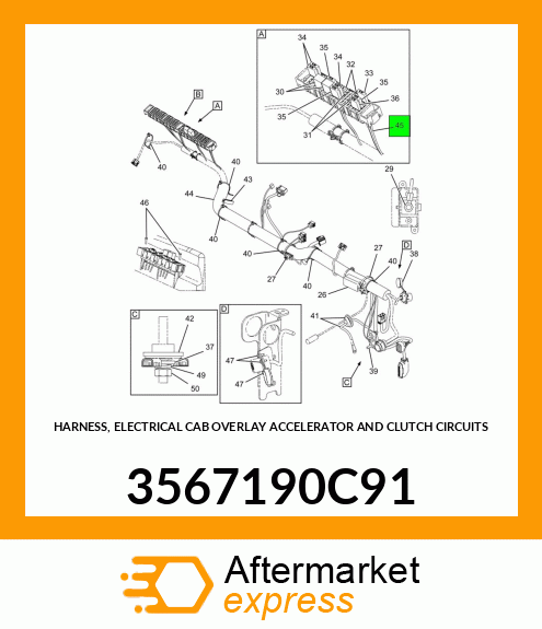 HARNESS, ELECTRICAL CAB OVERLAY ACCELERATOR AND CLUTCH CIRCUITS 3567190C91